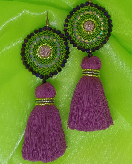 Háčkované dizajnové náušnice "Marakeš"